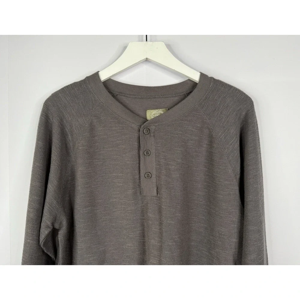 St. John's Bay‎ Outdoor Henley Shirt Mens Sz L Gray Textured Cotton Blend NEW